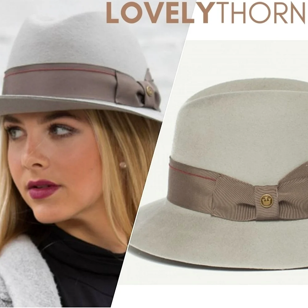 GOORIN BROS // ltd ed bourbon rocks grey-bone fedora-cloche grosgrain ribbon